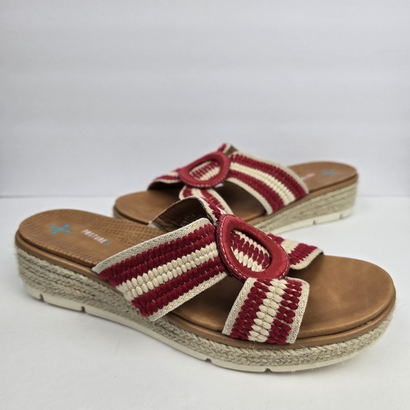 BARETRAPS Posture+ Technology‎ Bliss slip-on sandal Red White Womens Size 8.5 - Picture 1 of 12